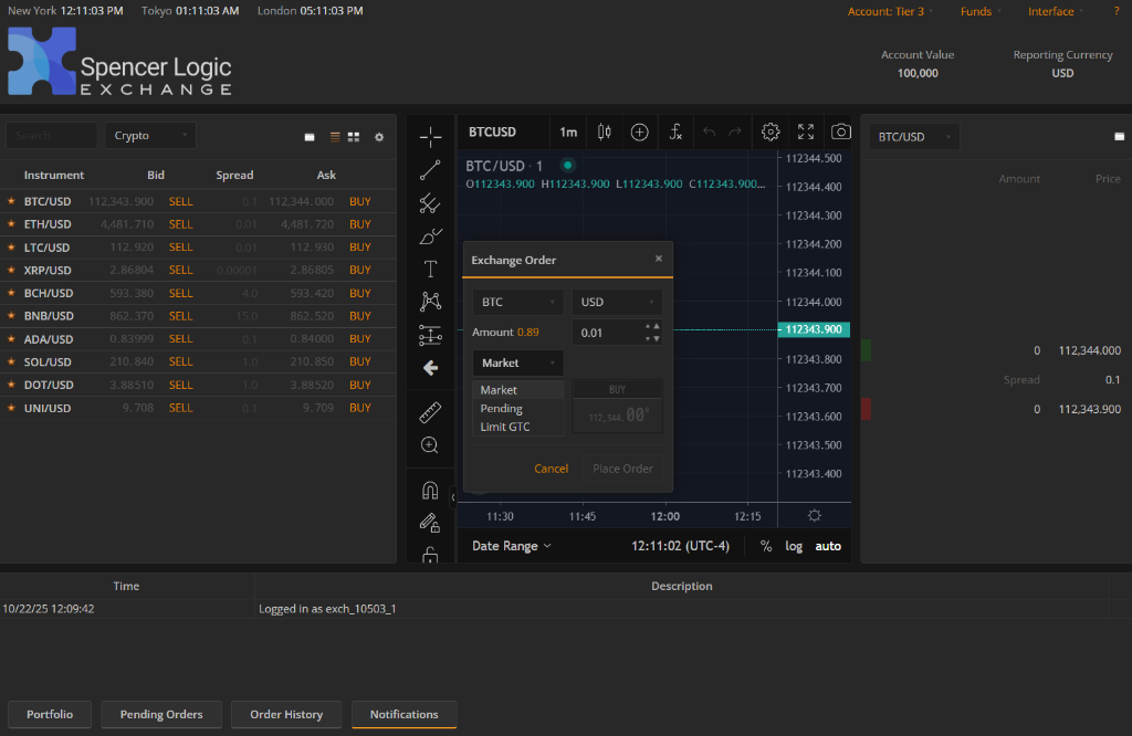 Spencer Exchange platform screenshot